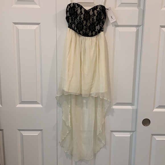 NWT Rare London Strapless Black Lace Bodice High Low Dress Size XS / US 2 / UK 6 - Picture 3 of 6